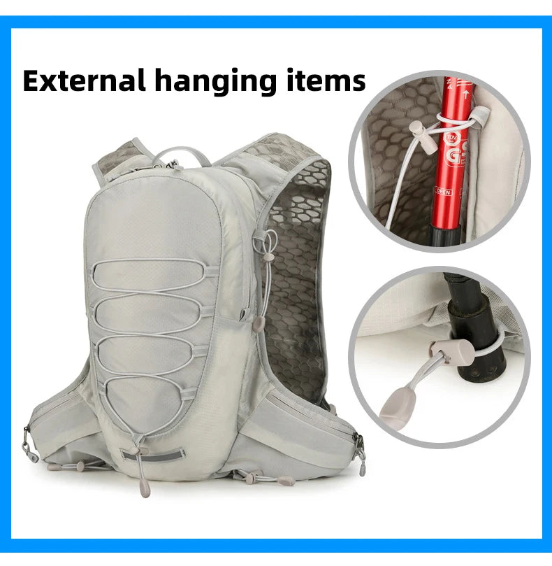 Running vest hydrating backpack with reflective strips and multi-compartment nylon - product image