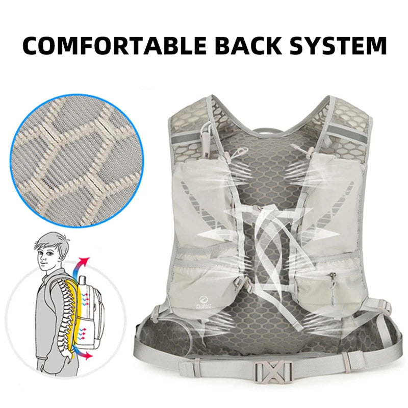 Running vest hydrating backpack with reflective strips and multi-compartment nylon - product image