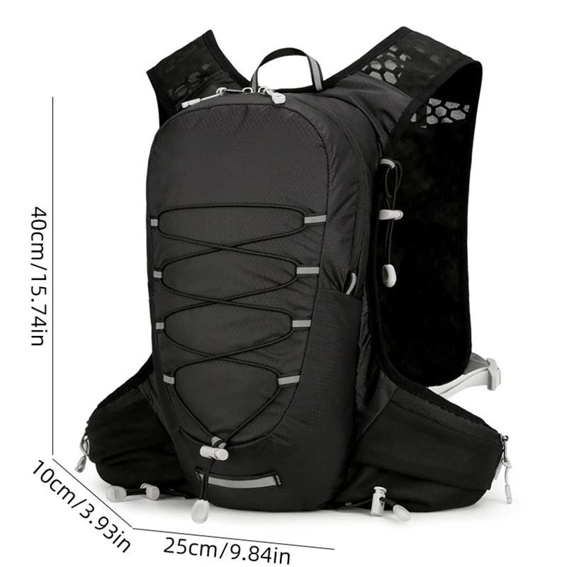 Running vest hydrating backpack with reflective strips and multi-compartment nylon - product image