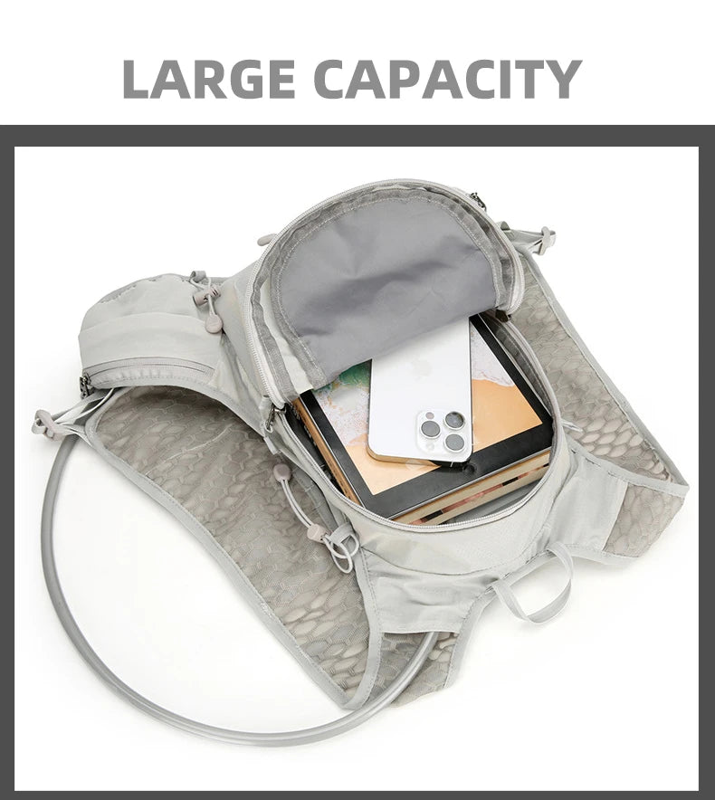 Running vest hydrating backpack with reflective strips and multi-compartment nylon - product image