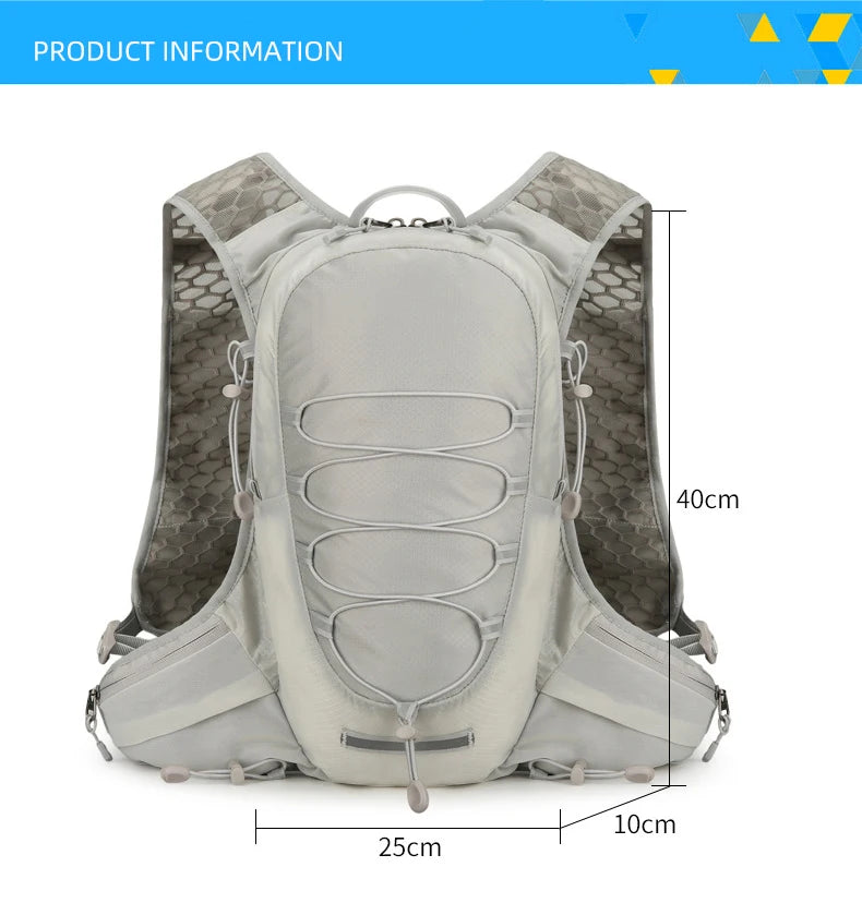 Running vest hydrating backpack with reflective strips and multi-compartment nylon - product image