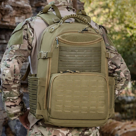 Softback tactical camouflage travel molle backpack with nylon material - product image