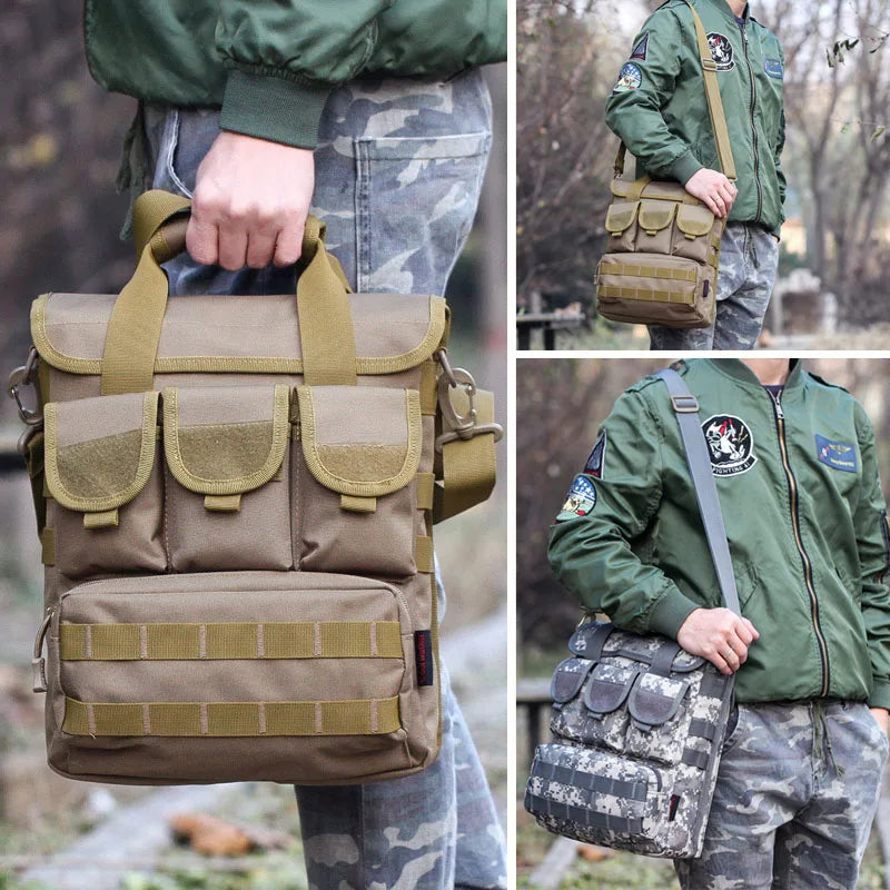 Softback tactical molle messenger shoulder bag with oxford and nylon materials - product image
