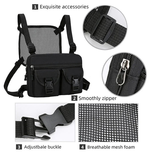 Softback tactical nylon vest bag with multi-compartment and molle system - product image