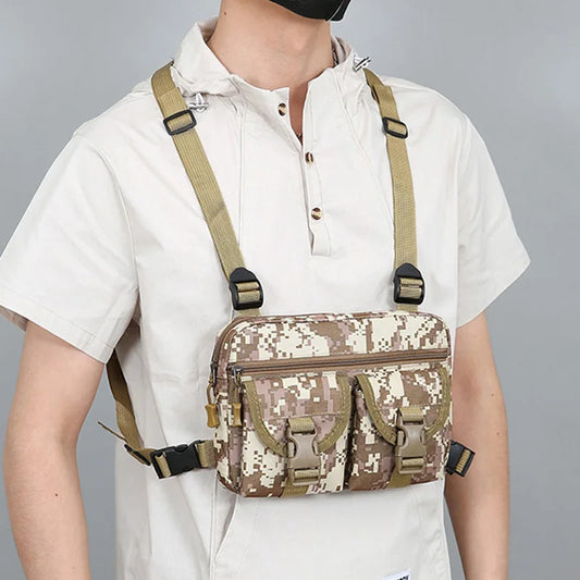 Softback tactical nylon vest bag with multi-compartment and molle system - product image