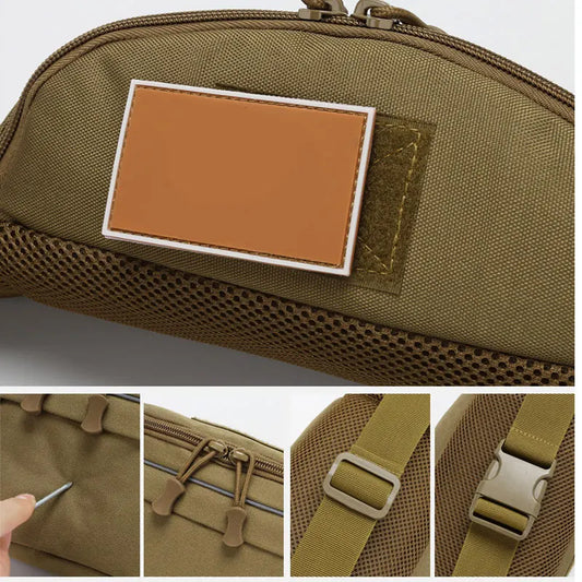 Softback tactical waist sling bag with zipper pouch, nylon material - product image