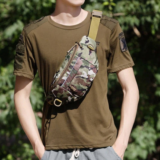 Softback tactical waist sling bag with zipper pouch, nylon material - product image