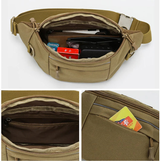 Softback tactical waist sling bag with zipper pouch, nylon material - product image
