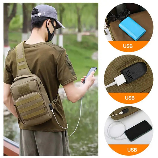 Softback usb tactical chest bag with multiple color options, nylon material - product image