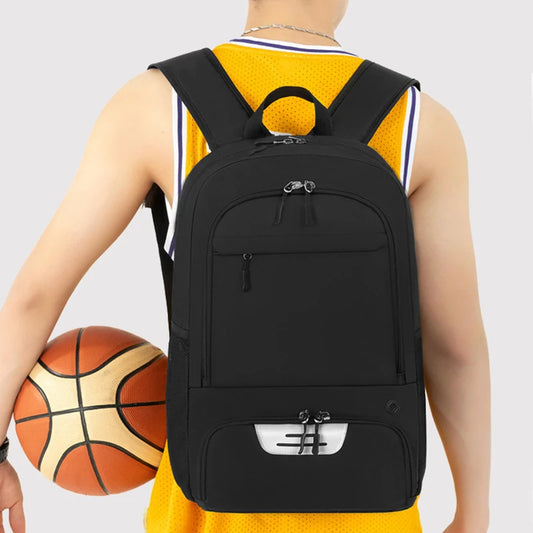 Sports backpack with shoes compartment multi-pocket water-resistant oxford fabric - product image