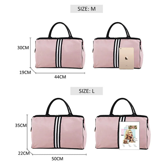 Striped nylon travel duffel bag large capacity waterproof multi-pocket - product image