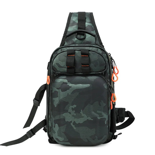 Tactical fishing climbing chest bag with rod holder large capacity oxford - product image