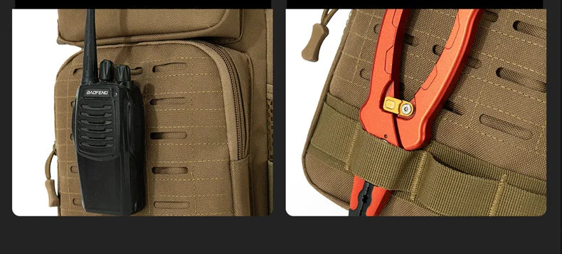 Tactical oxford chest bag large capacity molle system fishing rod holder - product image