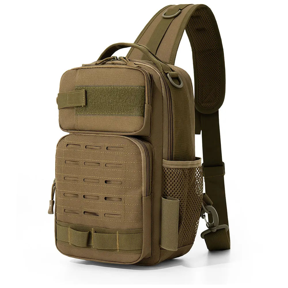 Tactical oxford chest bag large capacity molle system fishing rod holder - product image