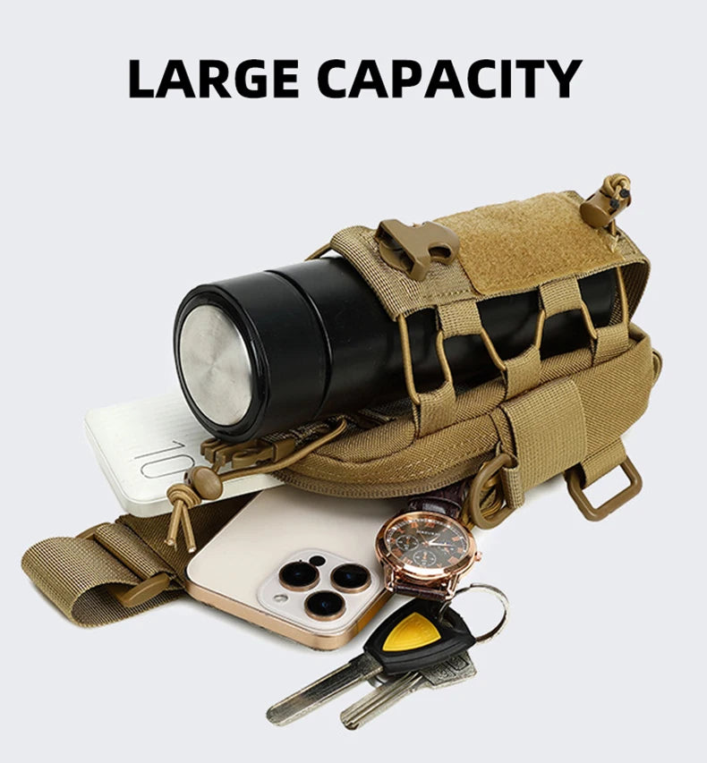 Tactical oxford sling chest bag water-resistant multi-pocket molle system - product image