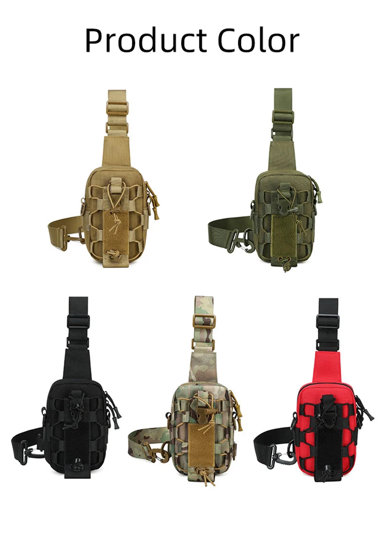 Tactical oxford sling chest bag water-resistant multi-pocket molle system - product image