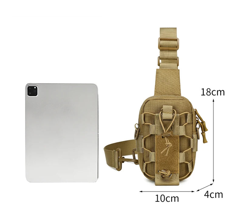Tactical oxford sling chest bag water-resistant multi-pocket molle system - product image