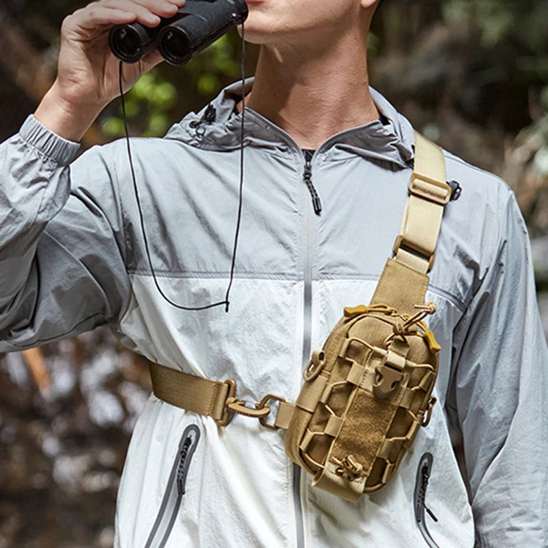 Tactical oxford sling chest bag water-resistant multi-pocket molle system - product image