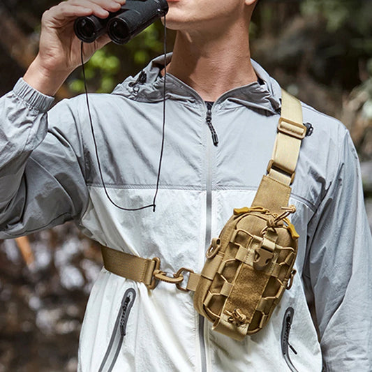 Tactical oxford sling chest bag water-resistant multi-pocket molle system - product image