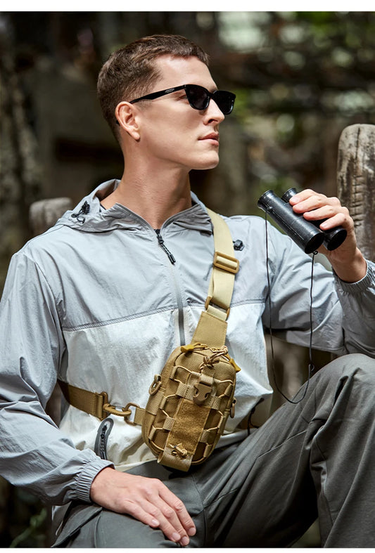 Tactical oxford sling chest bag water-resistant multi-pocket molle system - product image