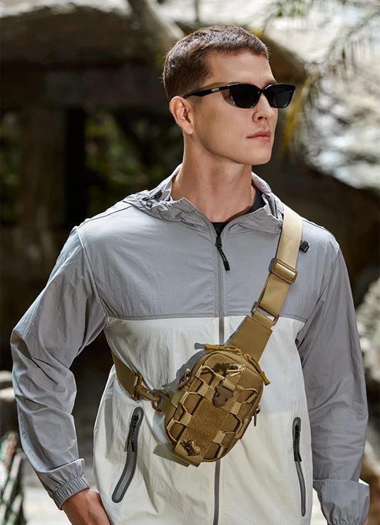 Tactical oxford sling chest bag water-resistant multi-pocket molle system - product image
