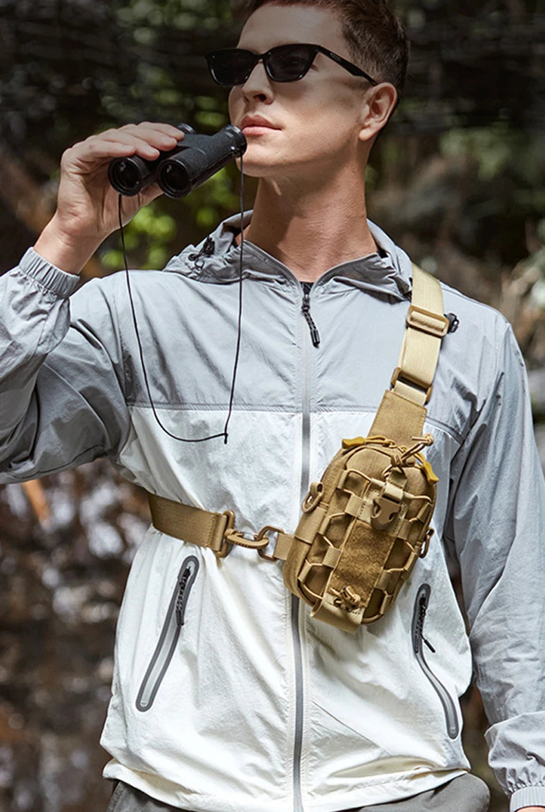 Tactical oxford sling chest bag water-resistant multi-pocket molle system - product image