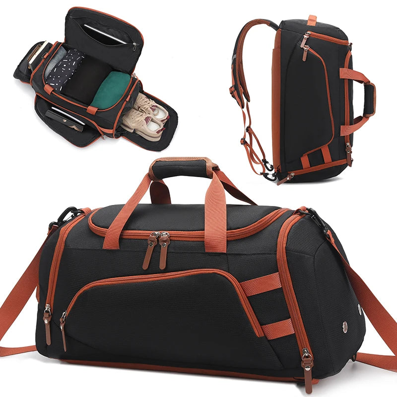 Terylene large capacity gym fitness backpack with shoe and laptop compartments - product image