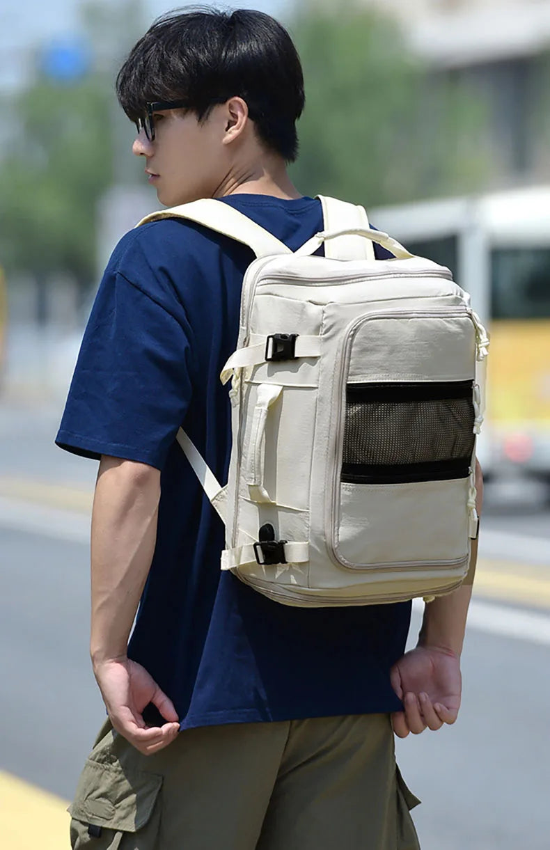 Terylene usb climbing backpack expandable shoe laptop compartments - product image