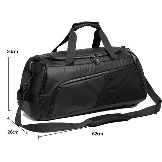 Terylene waterproof large capacity gym fitness bag with dry wet separation - product image