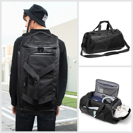 Terylene waterproof large capacity gym fitness bag with dry wet separation - product image