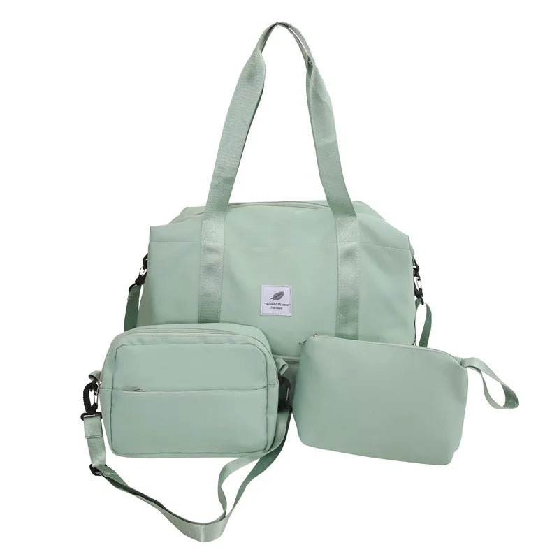 Three piece sports bag set with separate shoe compartment travel camping storage - product image