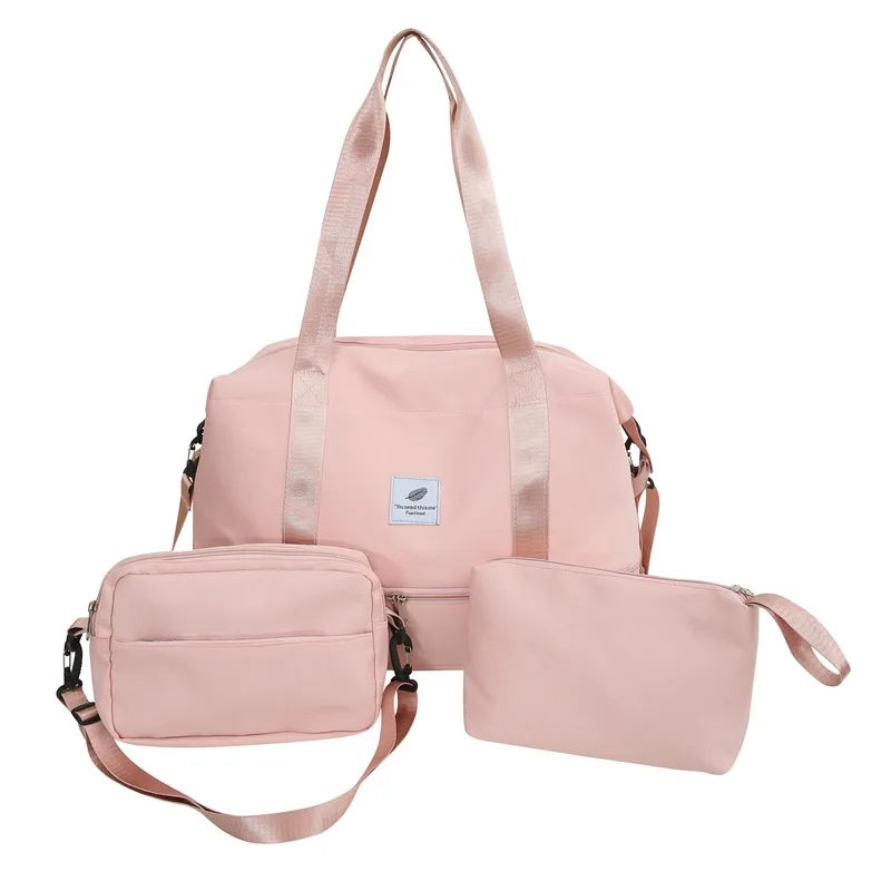 Three piece sports bag set with separate shoe compartment travel camping storage - product image