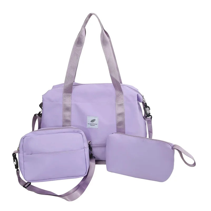 Three piece sports bag set with separate shoe compartment travel camping storage - product image