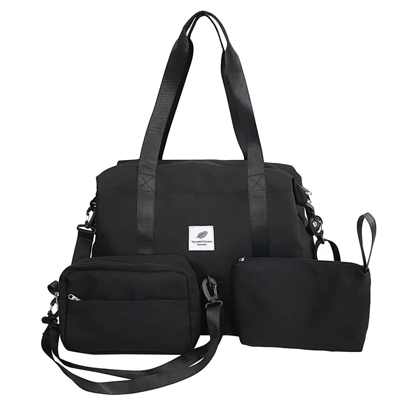 Three piece sports bag set with separate shoe compartment travel camping storage - product image