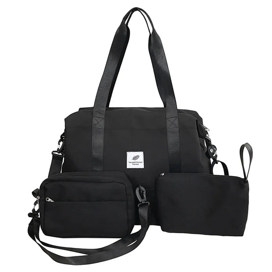 Three piece sports bag set with separate shoe compartment travel camping storage - product image