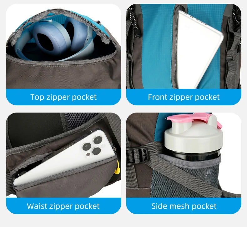 Waterproof 70l nylon camping backpack multi pockets breathable straps - product image