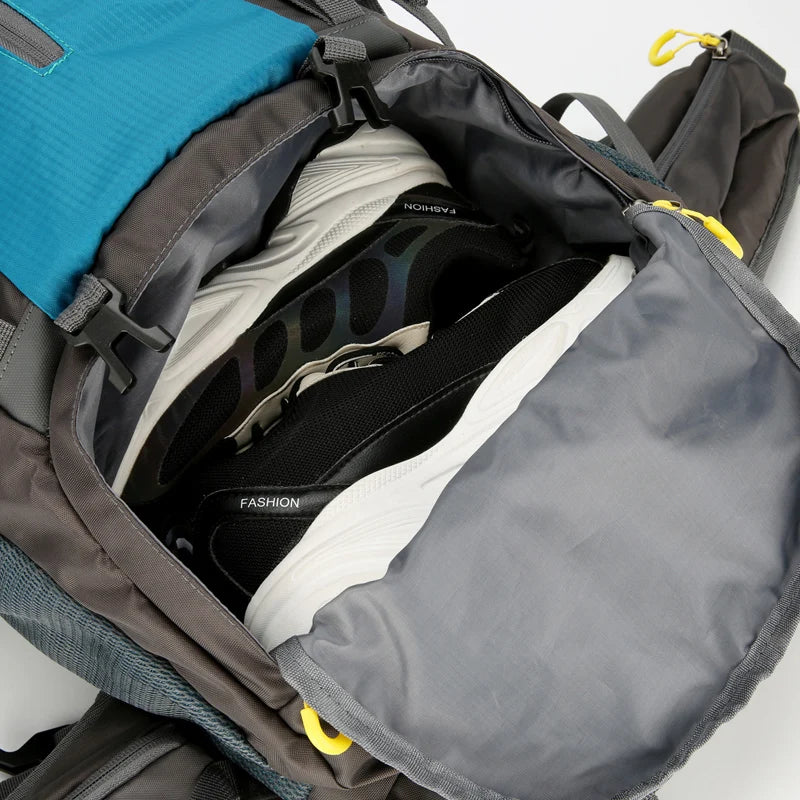 Waterproof 70l nylon camping backpack multi pockets breathable straps - product image