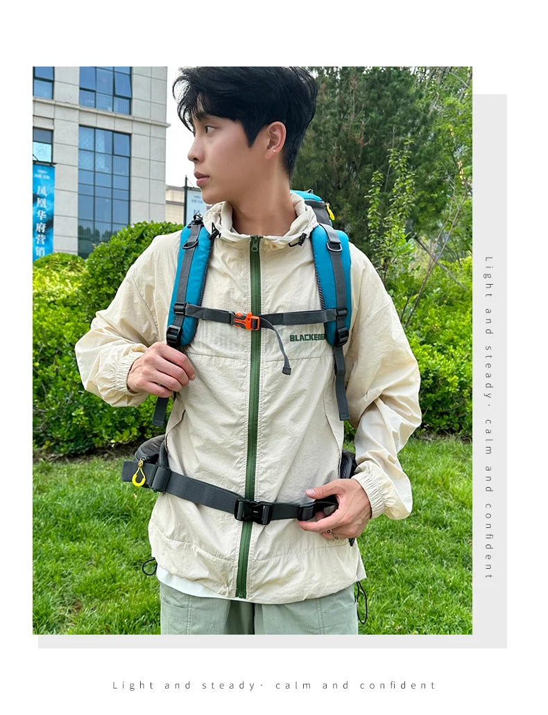 Waterproof 70l nylon camping backpack multi pockets breathable straps - product image