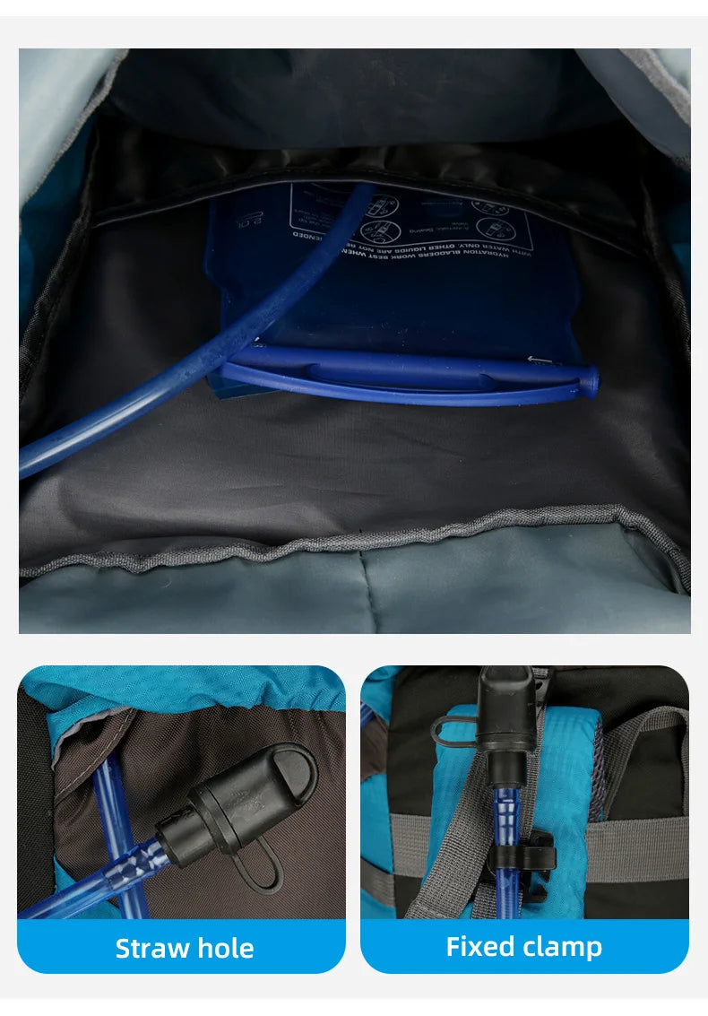 Waterproof 70l nylon camping backpack multi pockets breathable straps - product image