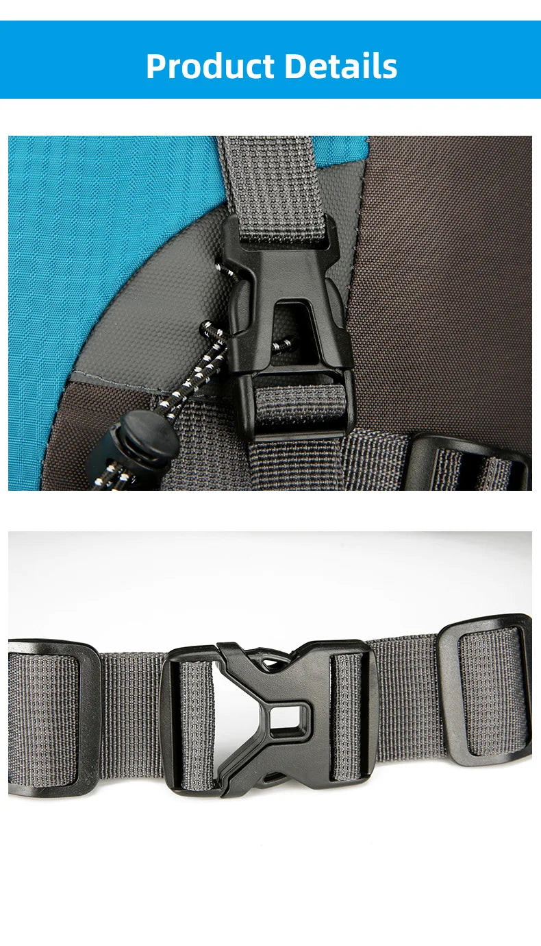Waterproof 70l nylon camping backpack multi pockets breathable straps - product image