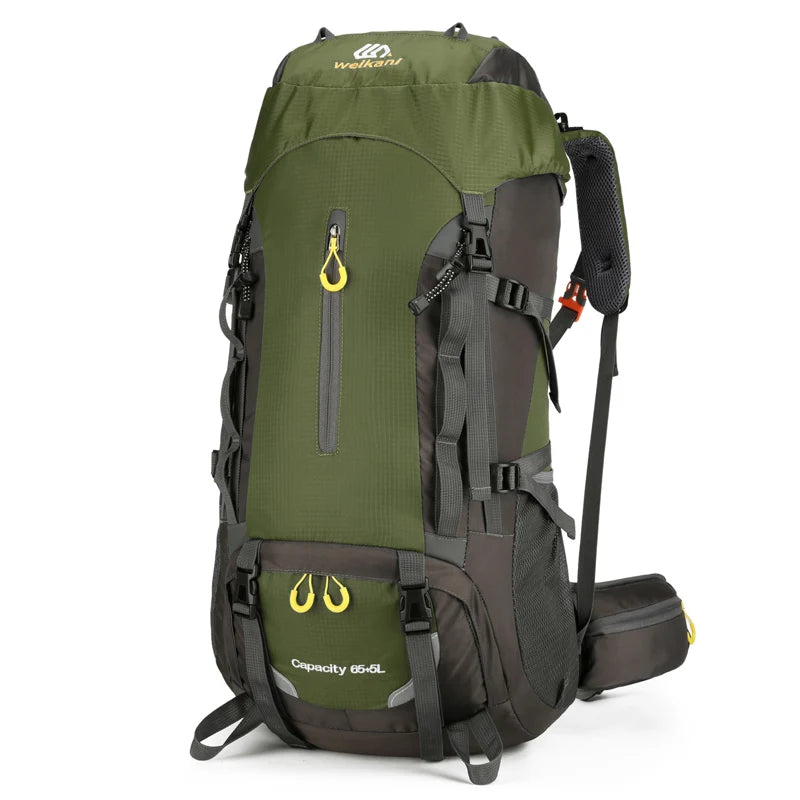 Waterproof 70l nylon camping backpack multi pockets breathable straps - product image