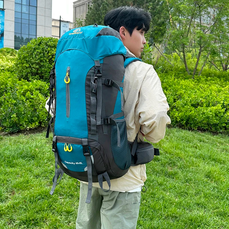 Waterproof 70l nylon camping backpack multi pockets breathable straps - product image