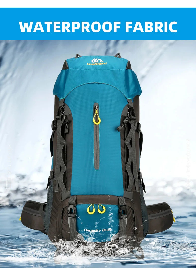 Waterproof 70l nylon camping backpack multi pockets breathable straps - product image
