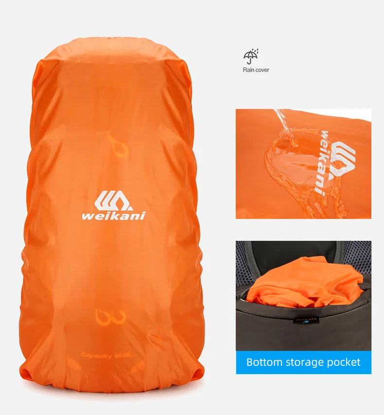 Waterproof 70l nylon camping backpack multi pockets breathable straps - product image