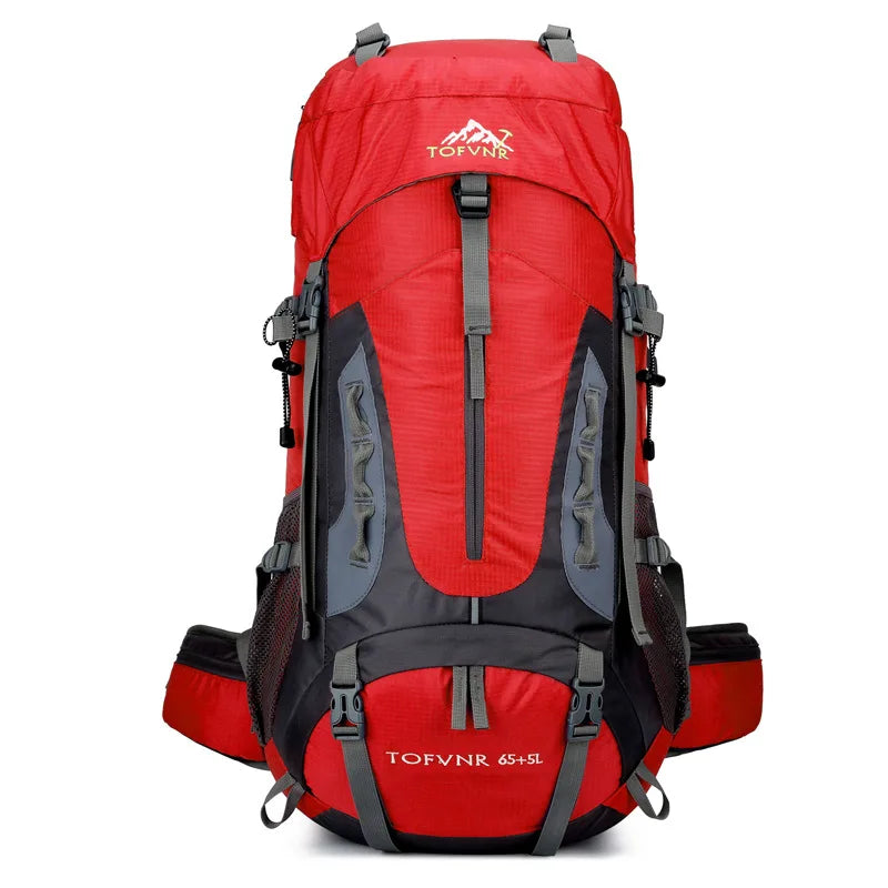 Waterproof 70l nylon hiking backpack multi compartments rain cover - product image