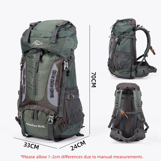 Waterproof 70l nylon hiking backpack multi compartments rain cover - product image