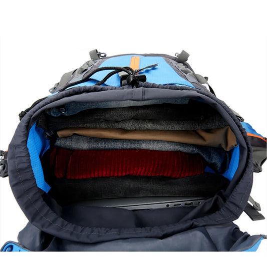 Waterproof 70l nylon hiking backpack multi compartments rain cover - product image