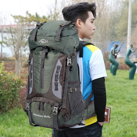 Waterproof 70l nylon hiking backpack multi compartments rain cover - product image