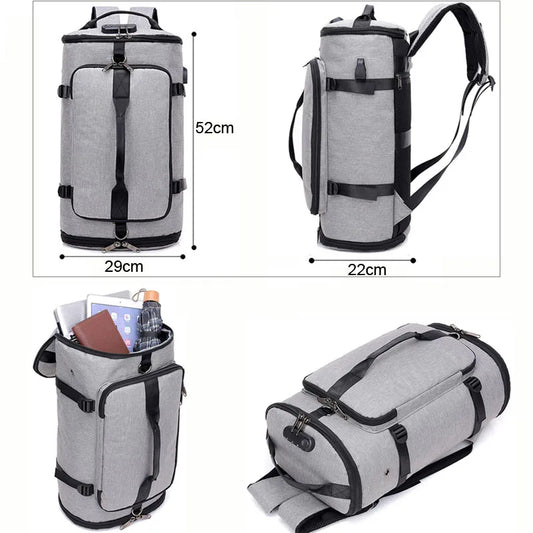 Waterproof nylon anti-theft gym backpack with usb port and shoe compartment - product image