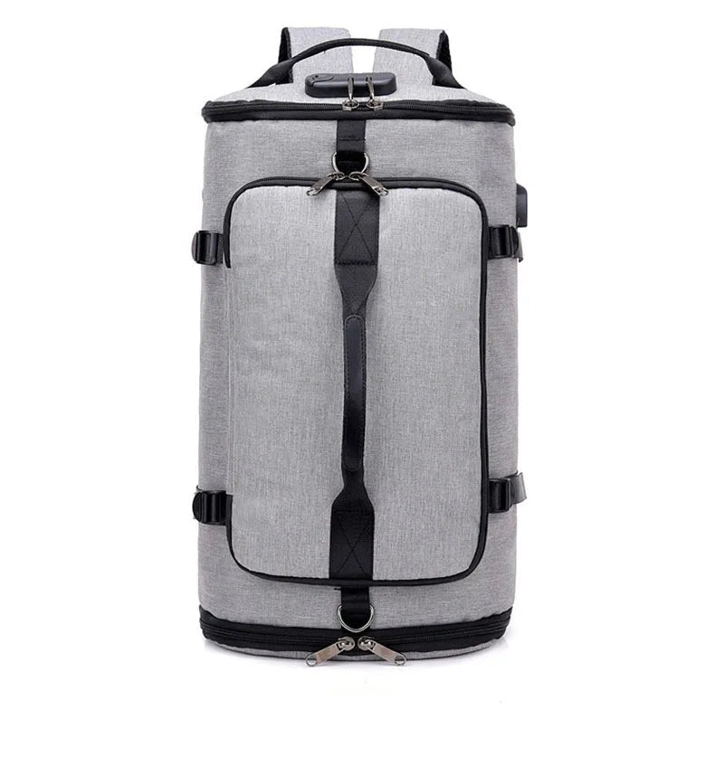 Waterproof nylon anti-theft gym backpack with usb port and shoe compartment - product image
